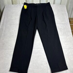 Dockers Mens Dress Pants Black Relaxed Fit Pleated Cuffed Size W36 L32 NWT